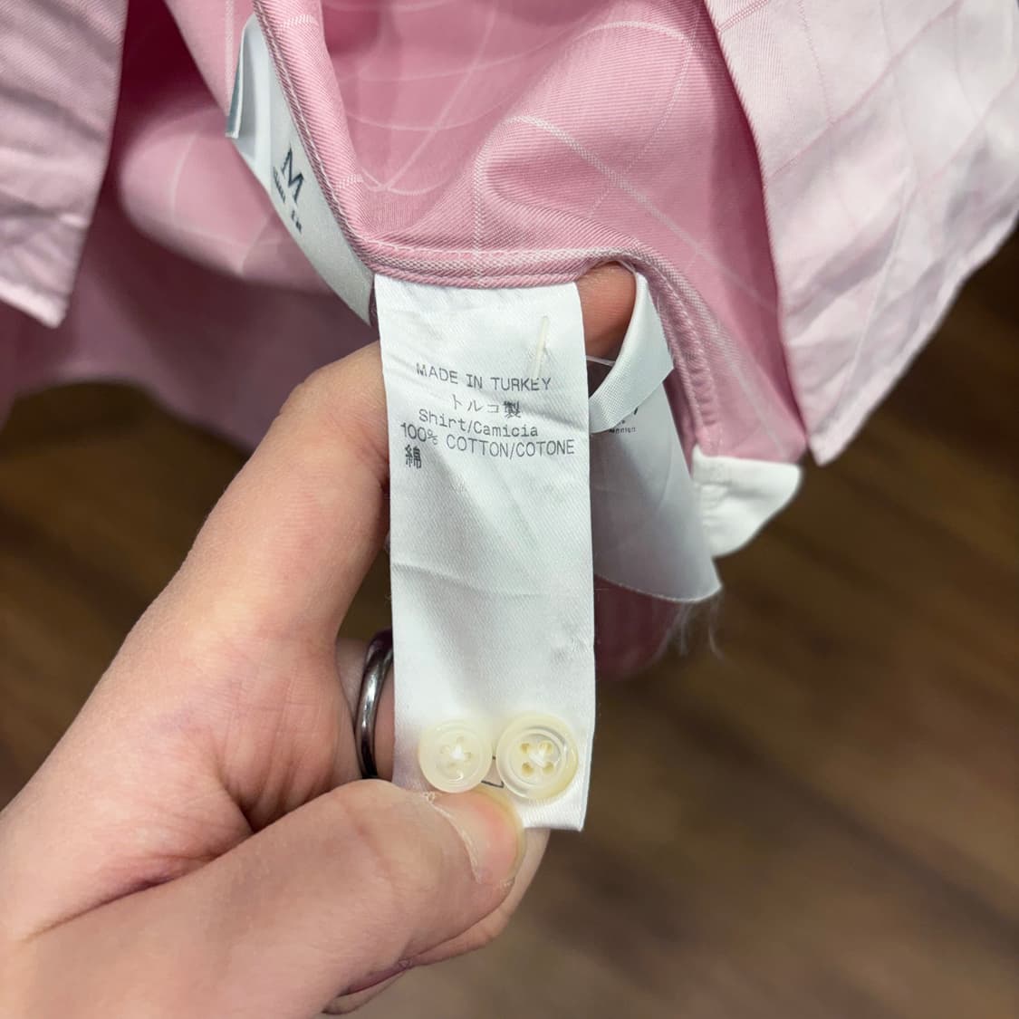  에르메네질도 제냐 코튼 셔츠 톤온톤 체크 패턴 화이트 커프 디테일 핑크 상품이미지9