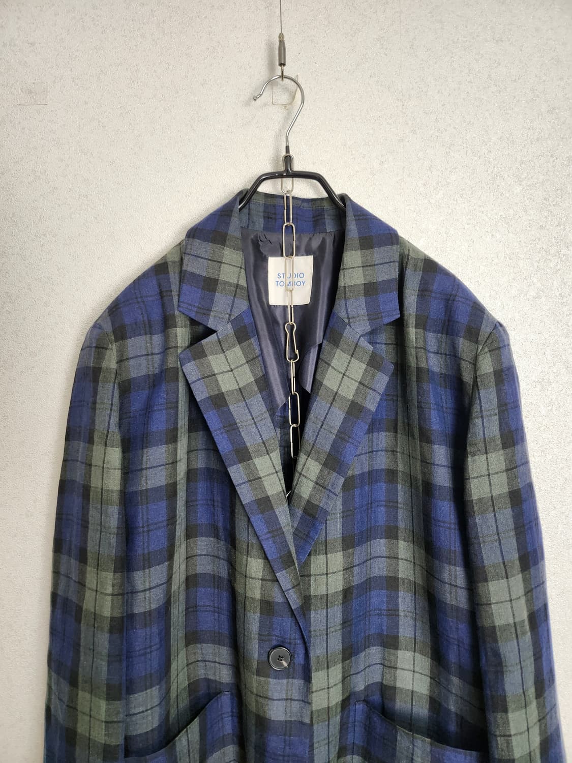 스튜디오톰보이 체크 린넨100% 자켓55 66  상품이미지3