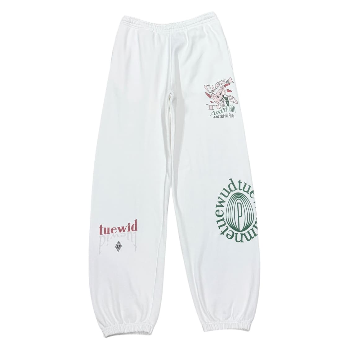 TUEWID 트위드 블랑크 거즈 타투 스웻 조거 팬츠 화이트 2 상품이미지1