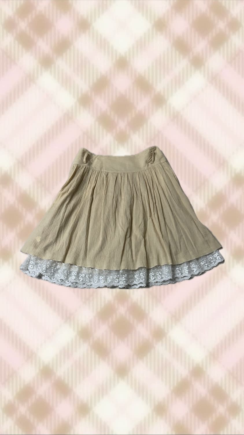 베이지 레이스 스커트 치마 라떼 히메 갸루 러블리 로걀 모리 빈티지 상품이미지1