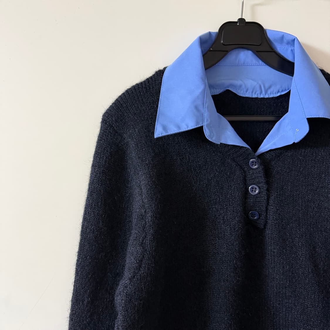 새상품 여자 카라넥 셔츠 레이어드 니트 상품이미지2