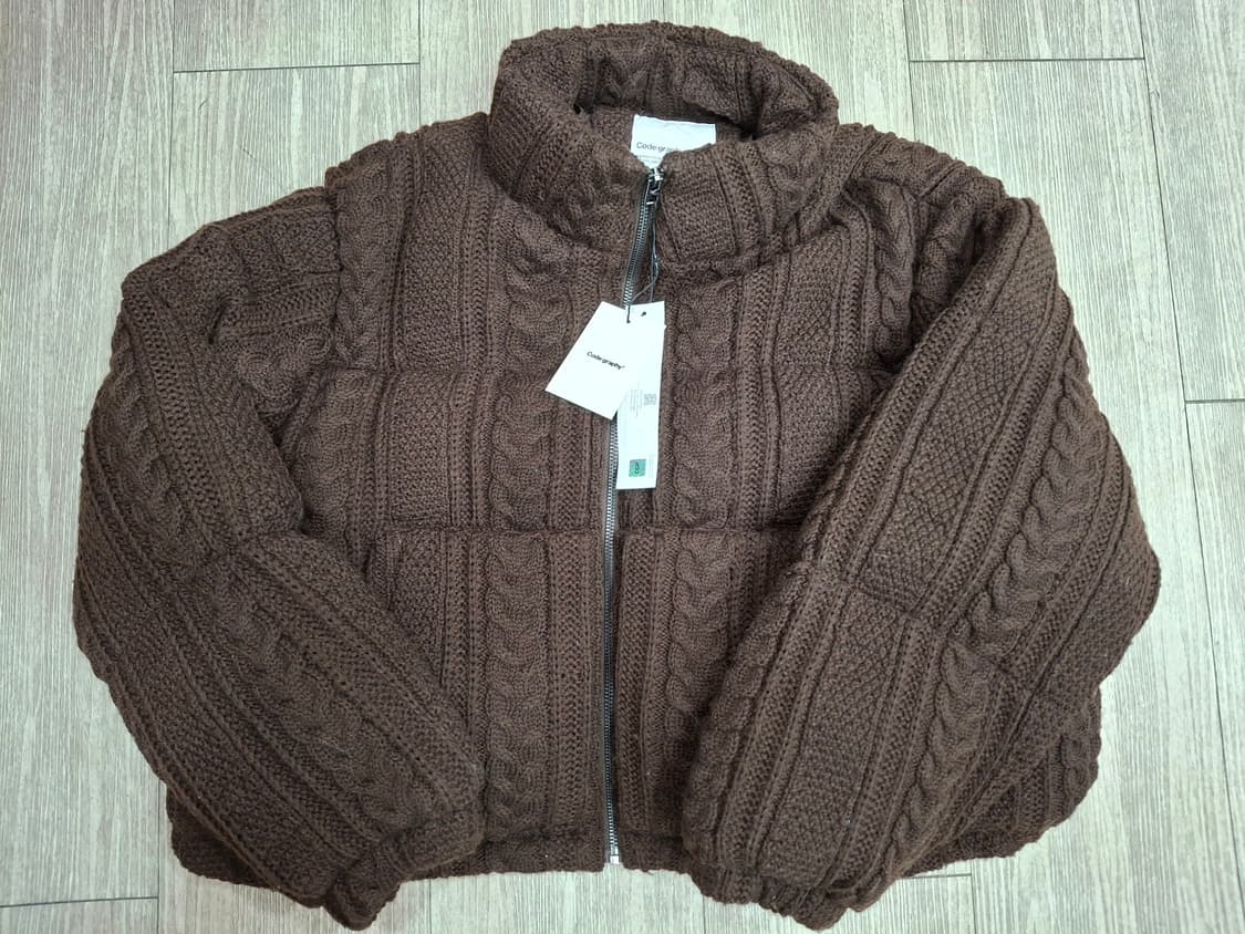 Code:graphy 브라운 케이블 니트 크롭 패딩 S 상품이미지1