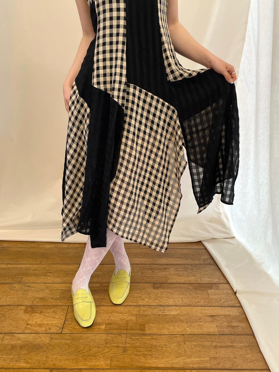 check unbalance dress 상품이미지4