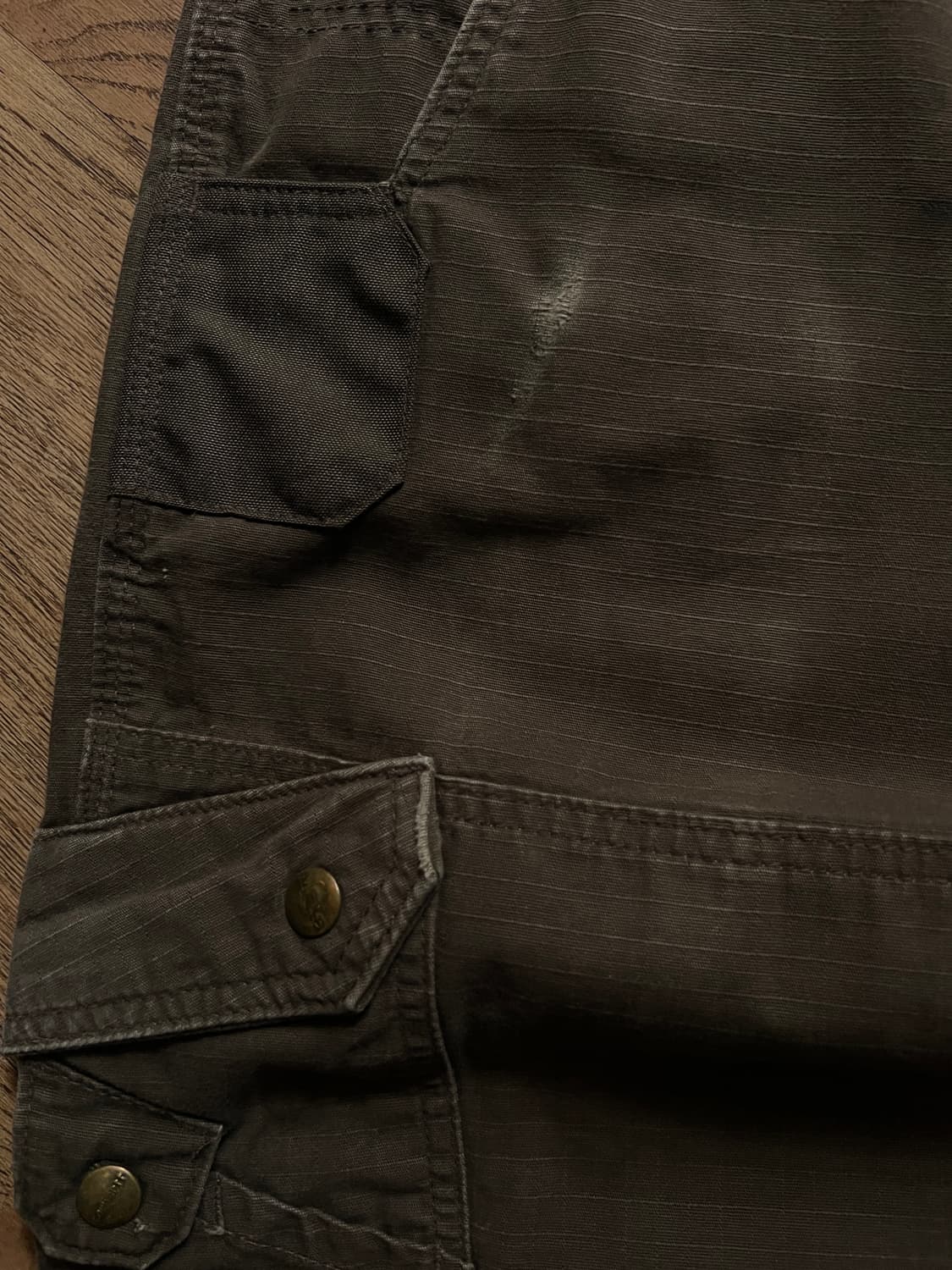 [33]칼하트 USA 빈티지 워싱 다크커피 립스탑 더블니 워크 카고 팬츠 상품이미지4