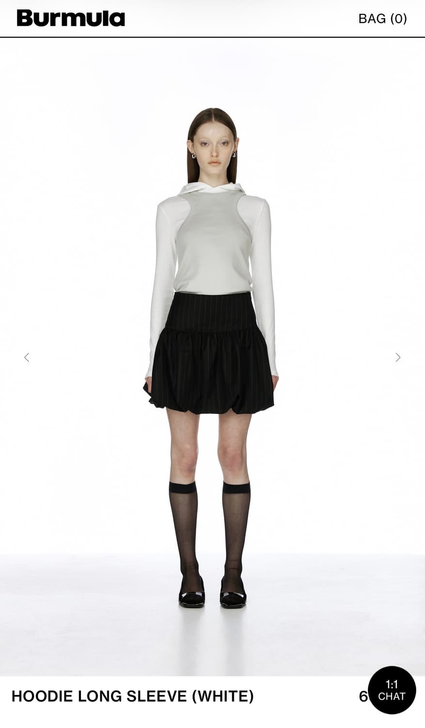 버뮬라 후디 롱 슬리스리스 화이트 상품이미지1