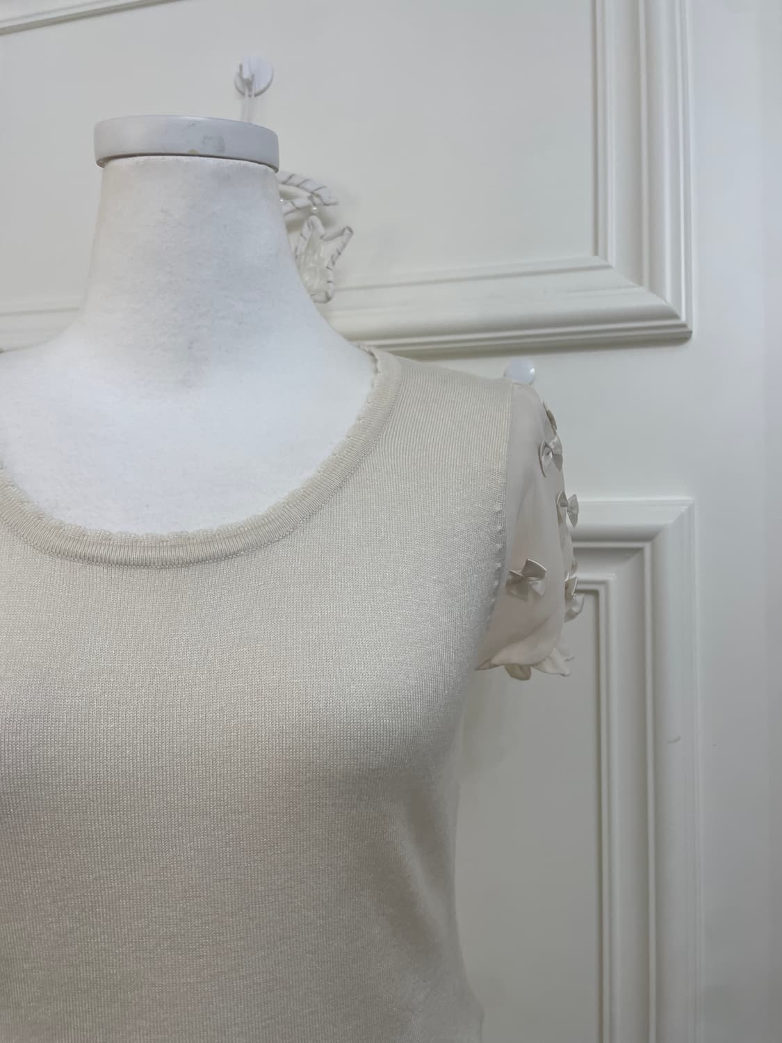 PRIME PATTERN ivory sleeve bow knit top 상품이미지7