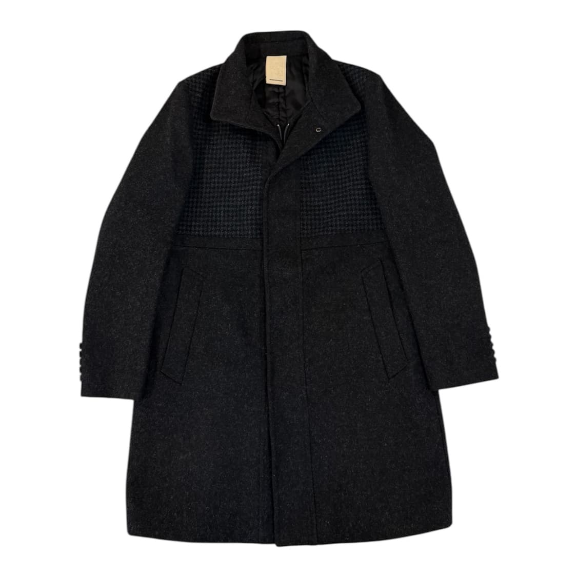 우영미 12FW 해리스 트위드 헤링본 하이넥 울 코트 상품이미지1