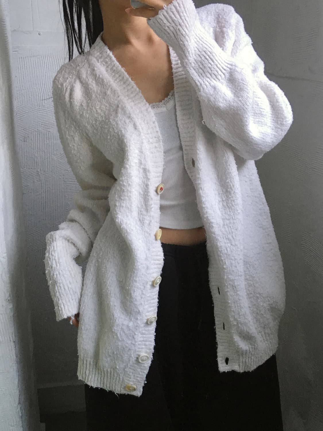 Maison Margiela 메종마르지엘라 아이보리 컬러 부클 가디건 상품이미지1