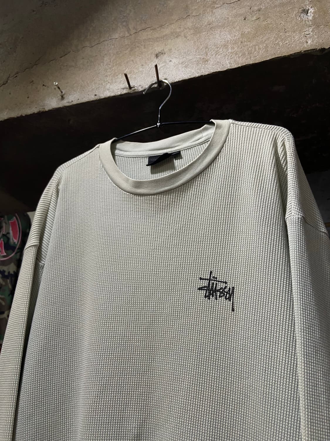 stussy 스투시 래글런 써멀 롱슬리브 크루 본 (와플 니트) 상품이미지2