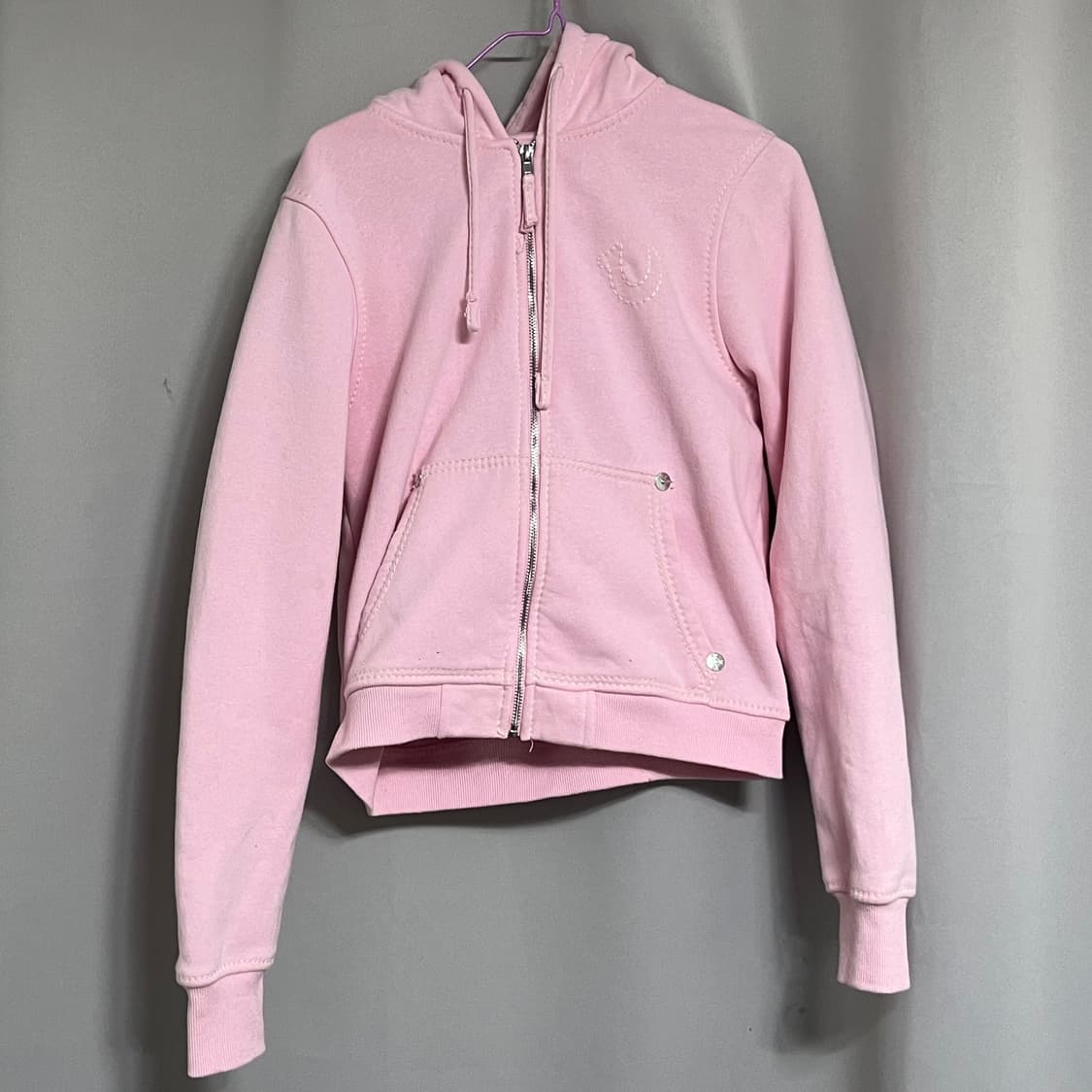 트루 릴리전 핑크 기모 후드티 M 상품이미지2