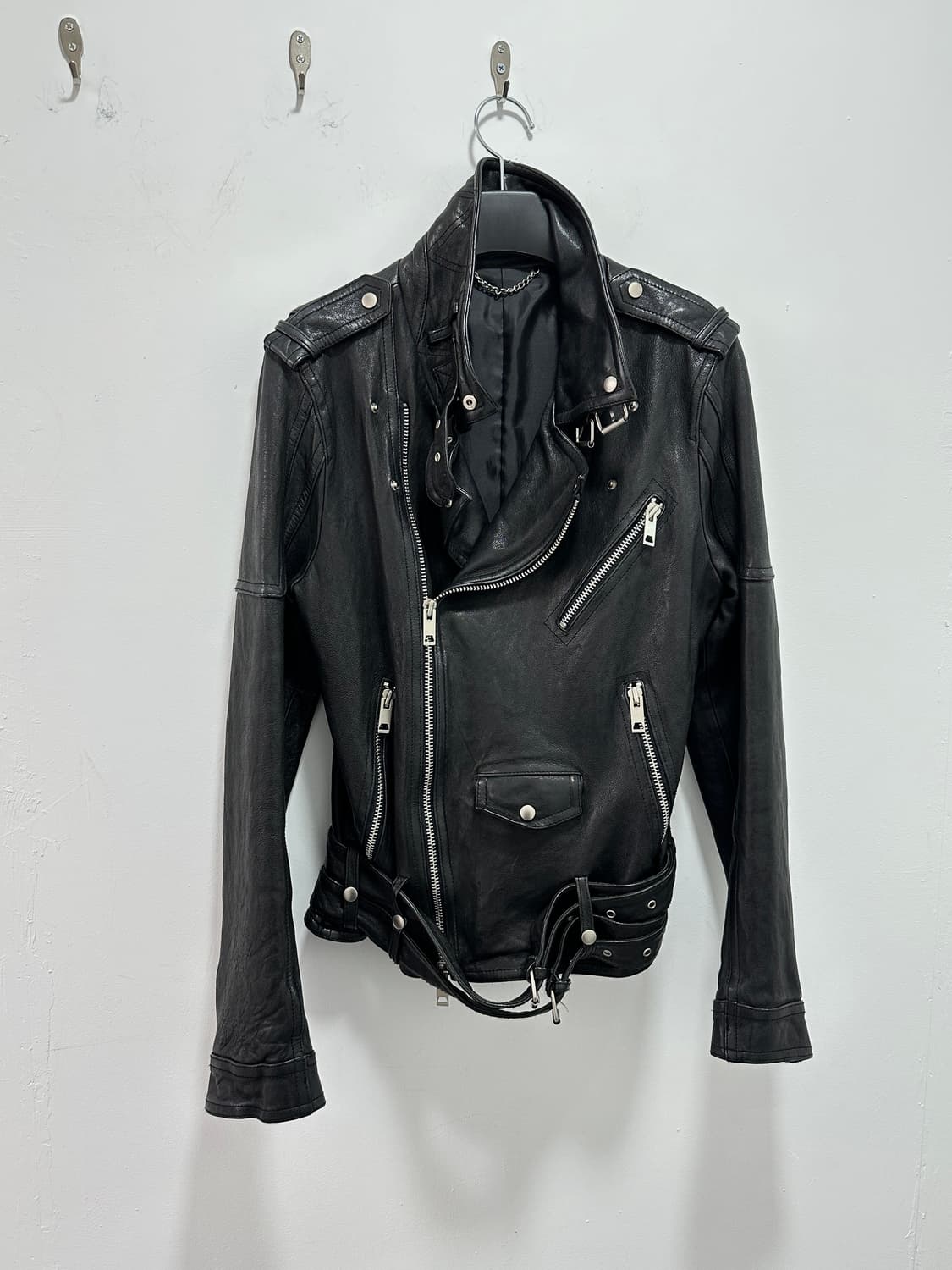 Sheepskin belted 2way leather jacket 상품이미지6