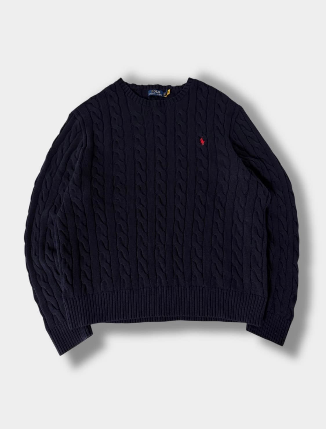 폴로 랄프로렌 신형qr라벨 딥네이비 코튼 케이블 니트 상품이미지1