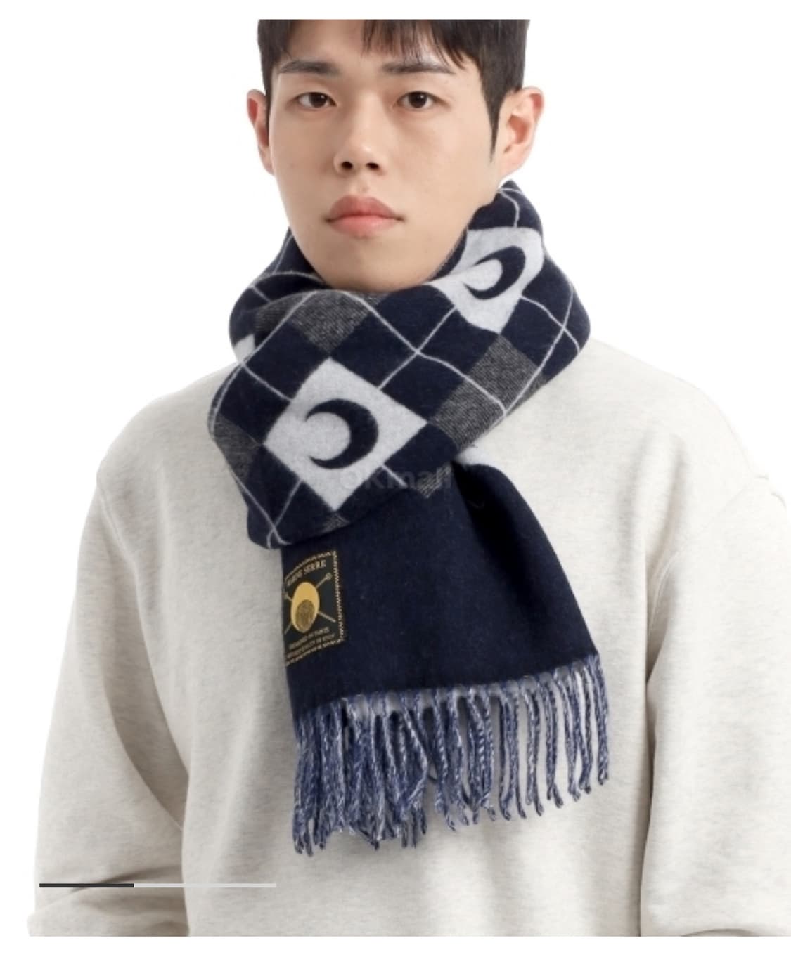 마린세르 24fw 문 아가일 머플러 grey/navy 상품이미지1