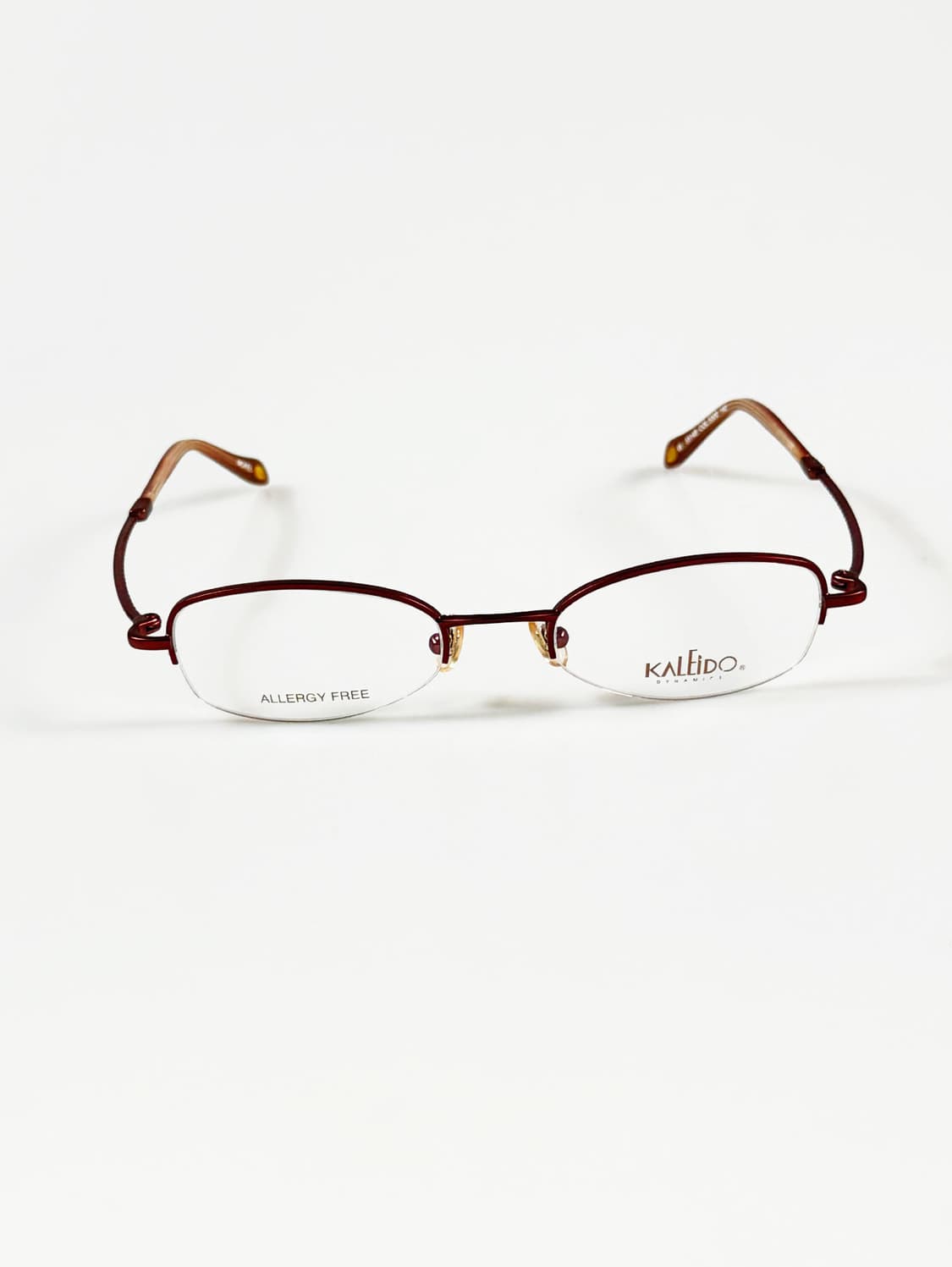 90s KALEIDO 브라운 메탈 반무테 스퀘어 빈티지 안경 상품이미지1
