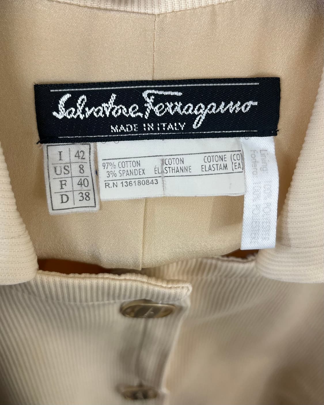 살바토레 페라가모 베이지 골지 골드 간치니 버튼 자켓 상품이미지7