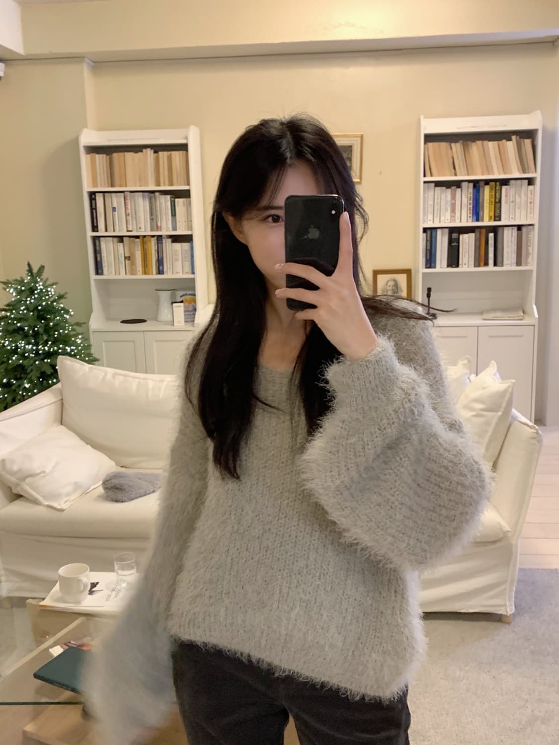 [새상품] 민트그레이 브이넥 니트 상품이미지4