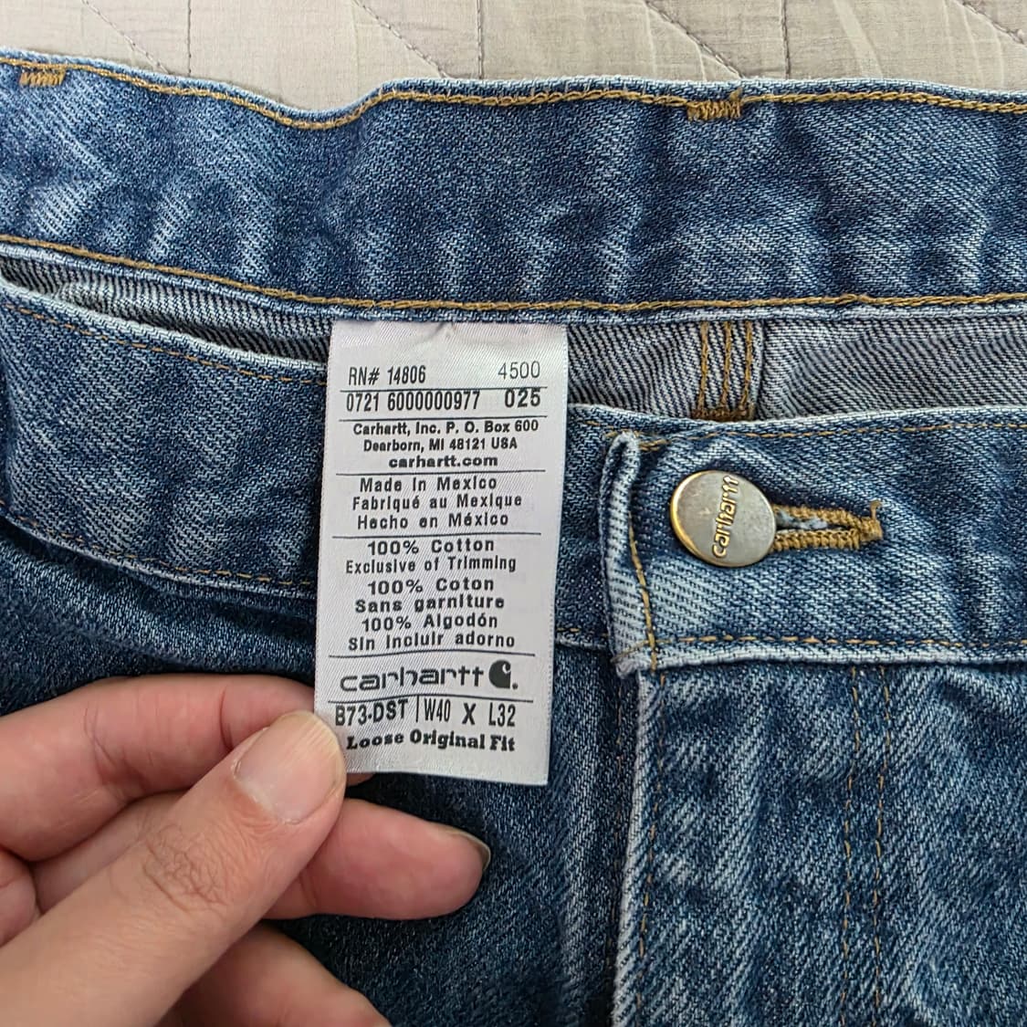 [40X32] 빈티지 칼하트 더블니 B73 DST 데님팬츠 굿 B19 상품이미지4