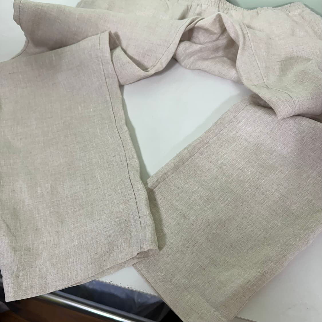 XL 흐앤므 H&M 라이트아이보리 루즈레귤러핏 밴딩 린넨팬츠 상품이미지4