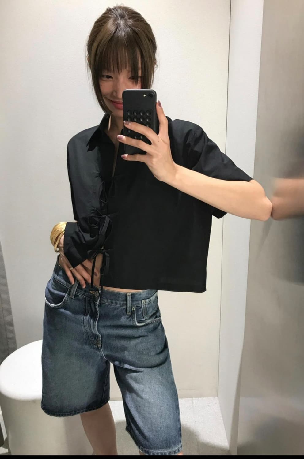 자라 데님 트위스티드 버뮤다 팬츠 반바지 상품이미지3