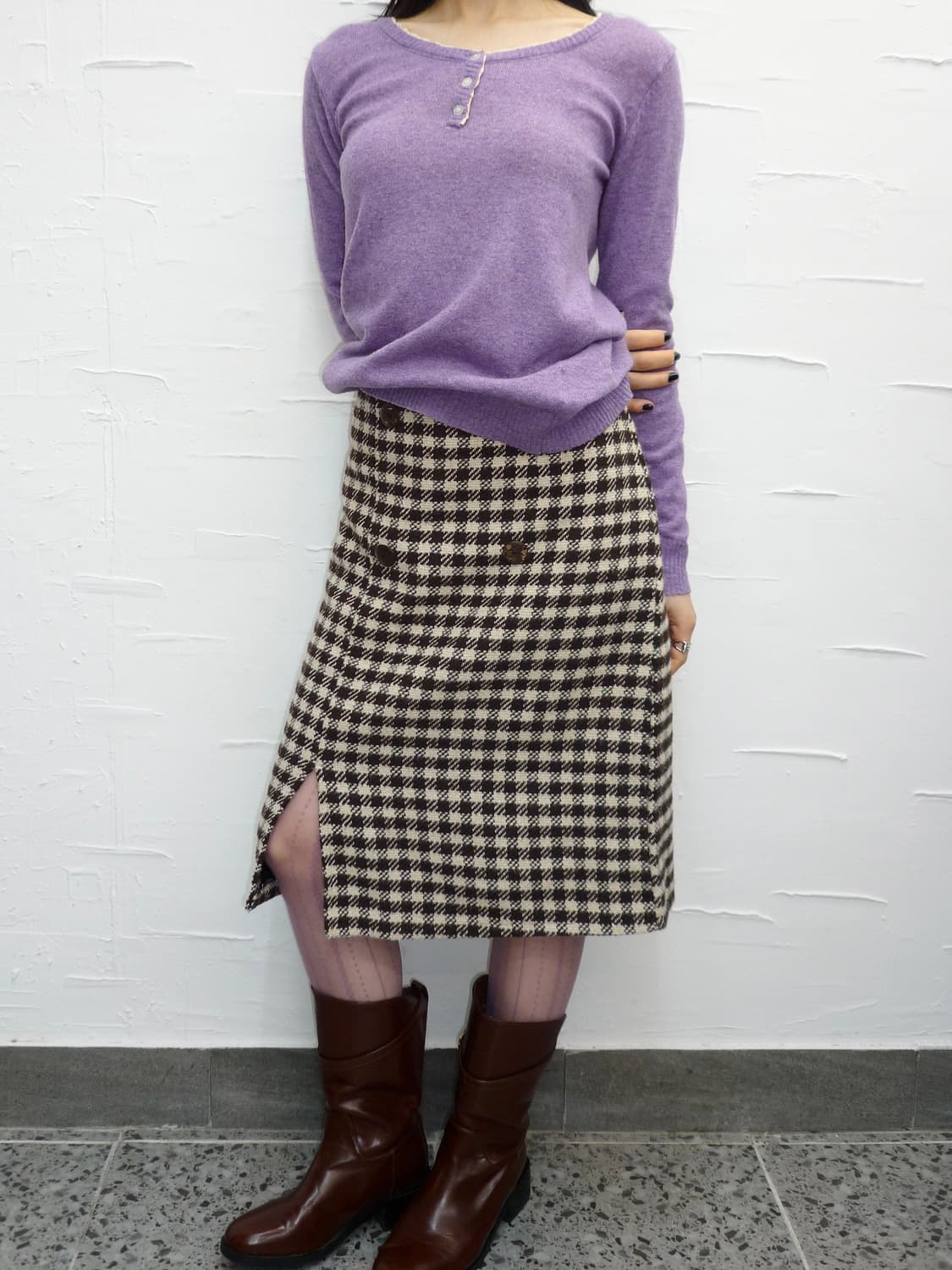 Check pattern midi skirt 상품이미지2