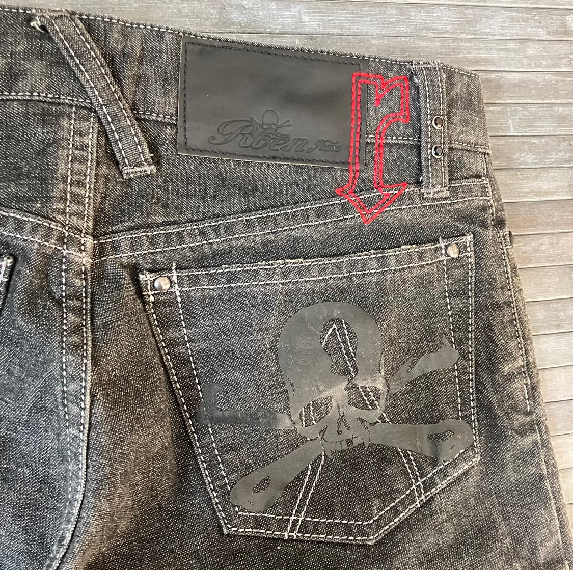 Skull dark grey short jeans 상품이미지4