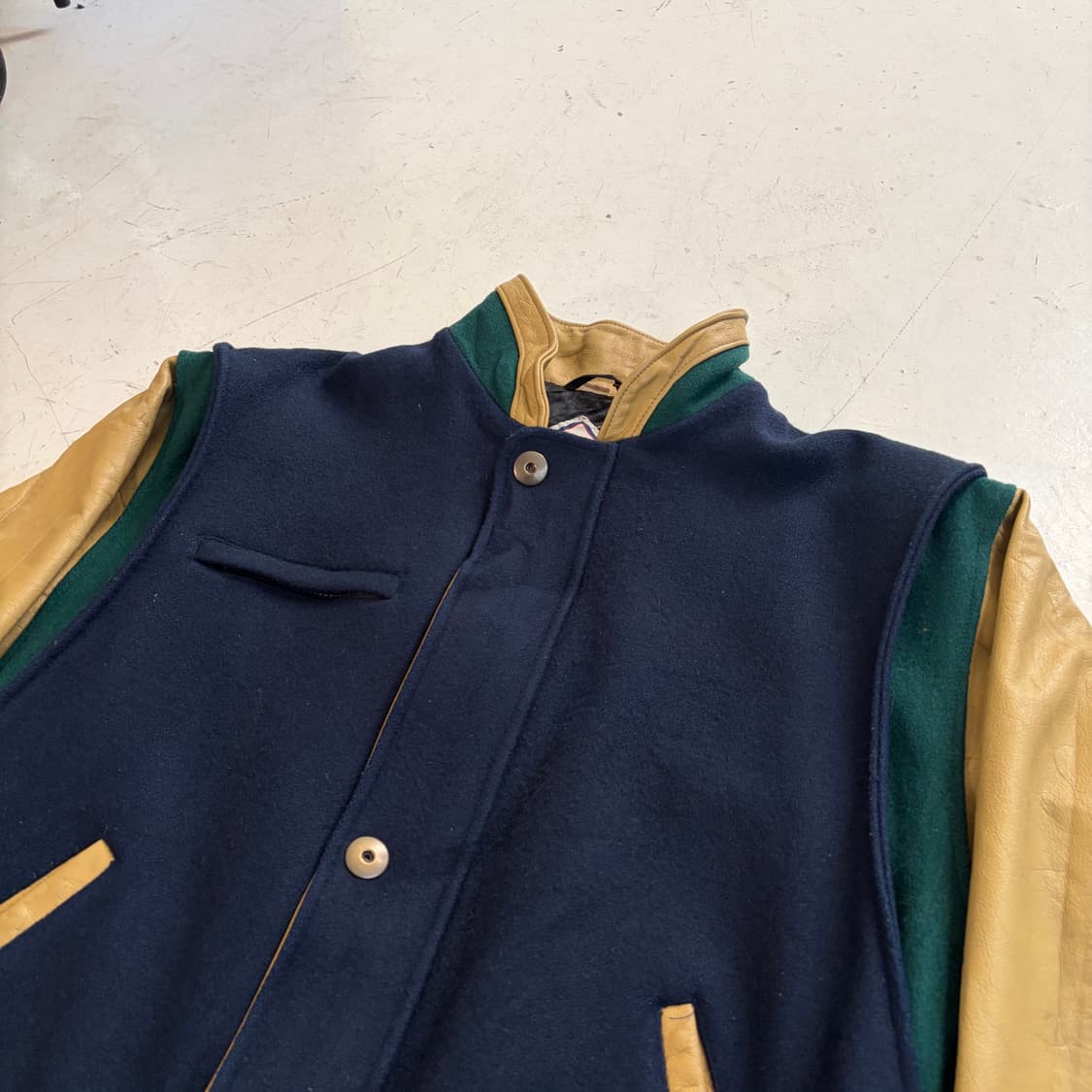 90s The Collection 빈티지 울 가죽 바시티 자켓 XL 상품이미지4