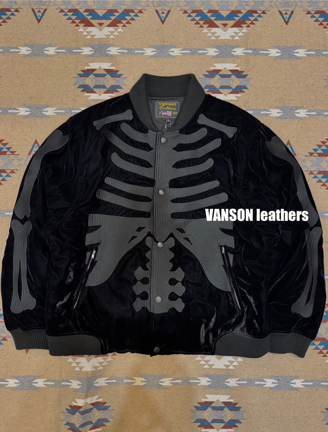 [XL] 밴슨 레더 벨로아 스켈레톤 블루종 자켓 (50주년 기념) 상품이미지1