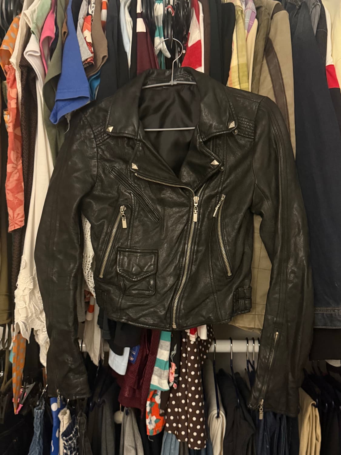 스터드 양가죽 라이더 자켓 상품이미지1