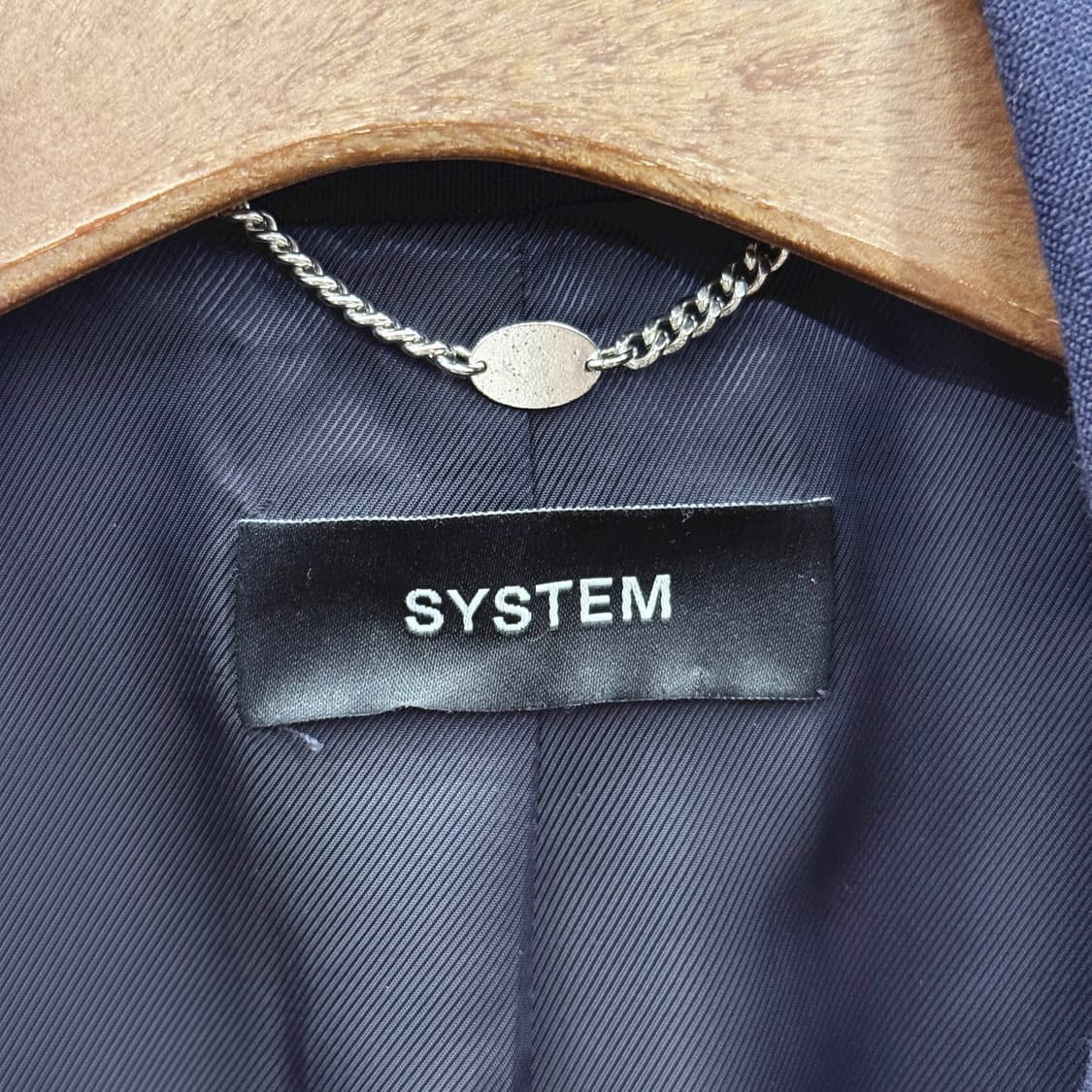 시스템 테일러드 원버튼 크롭 블레이저 슬림핏 자켓 네이비 상품이미지7