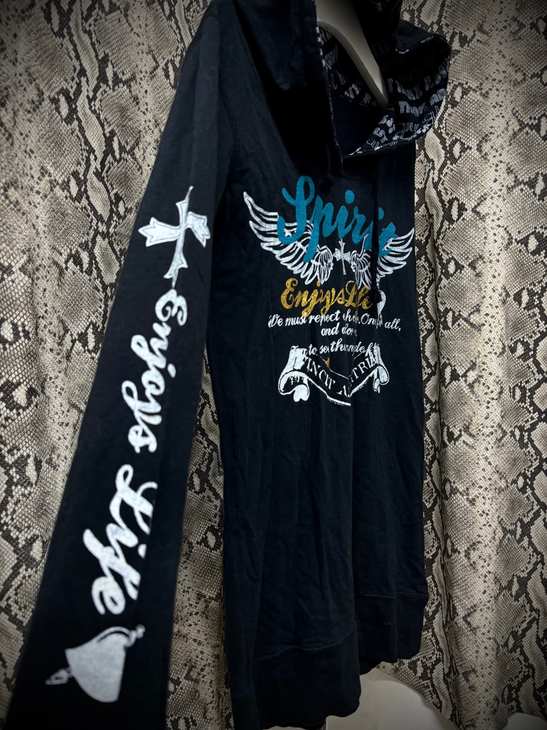 [00‘s] Wings&Cross Print Hoodie Sleeve 상품이미지2
