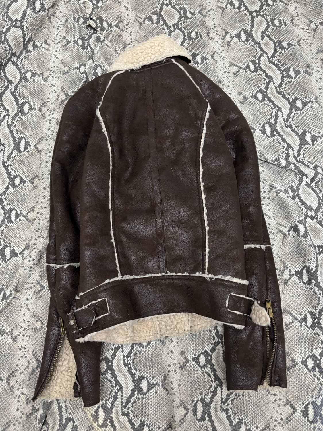 [MNG] Brown Fleece Detail Rider Jacket 상품이미지6