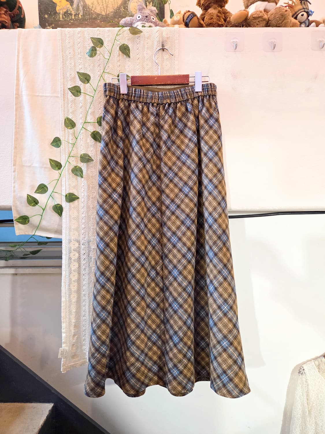 포근 체크 롱스커트 상품이미지4