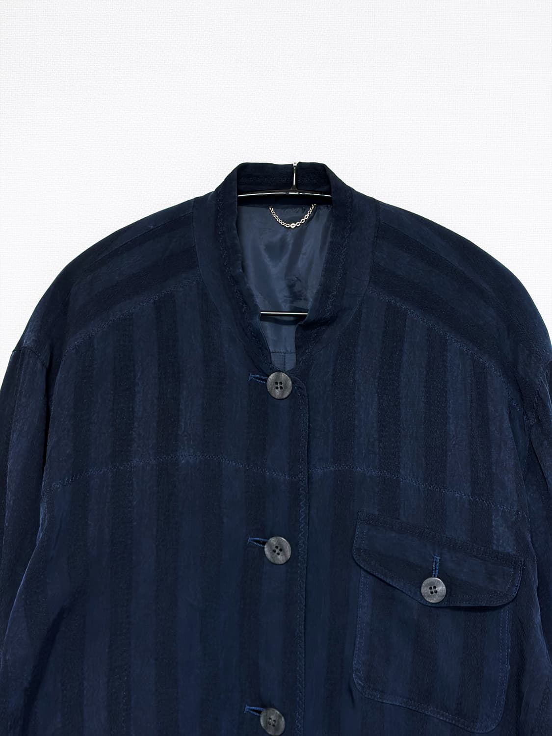 Stripe Relaxed Blouson - Dark Navy 상품이미지4