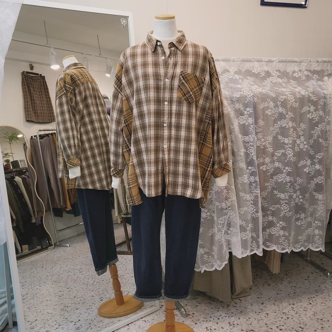 Gentle is.. 패치워크 면셔츠 상품이미지2