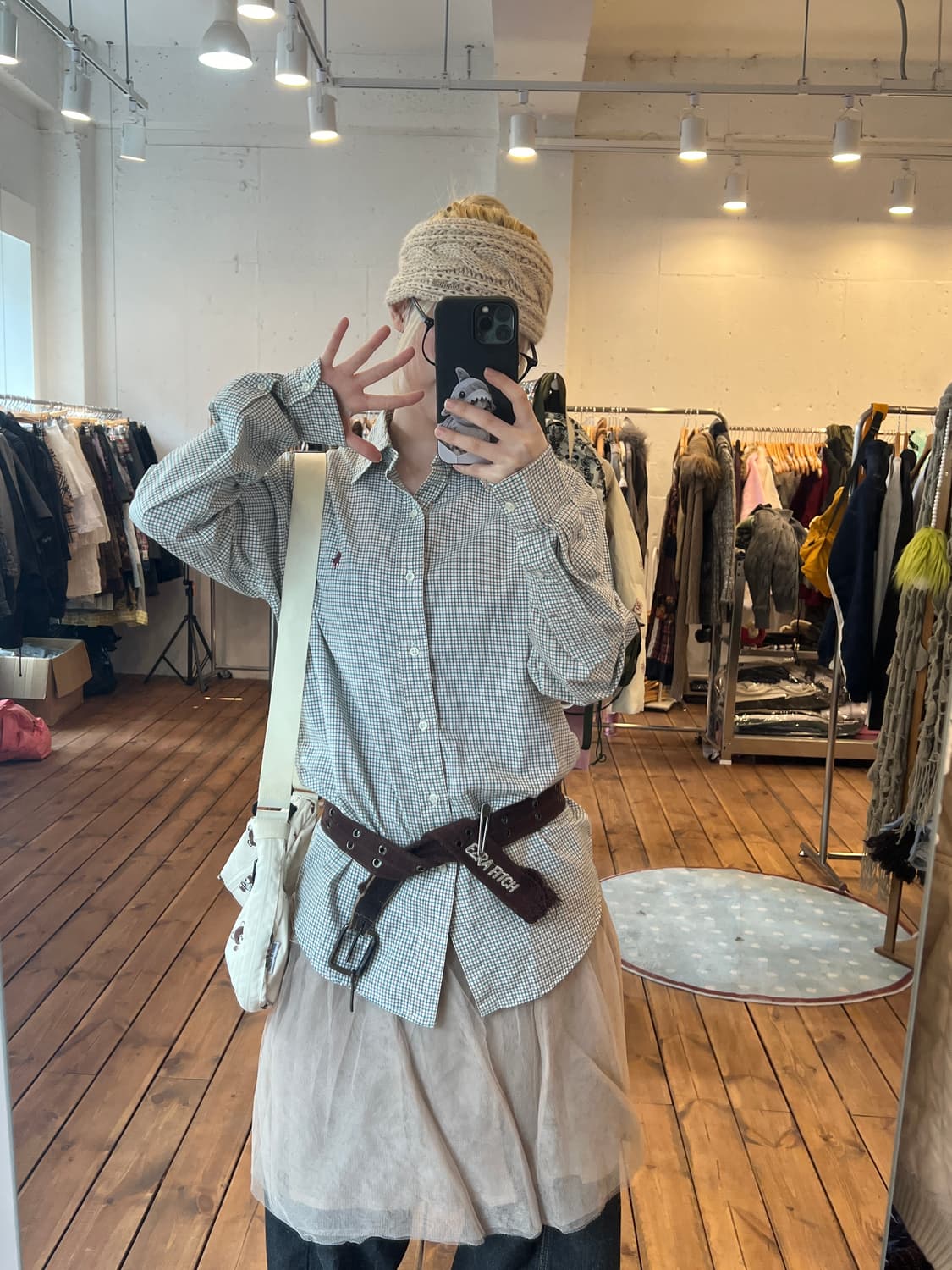 폴로 카키 체크 셔츠 상품이미지5