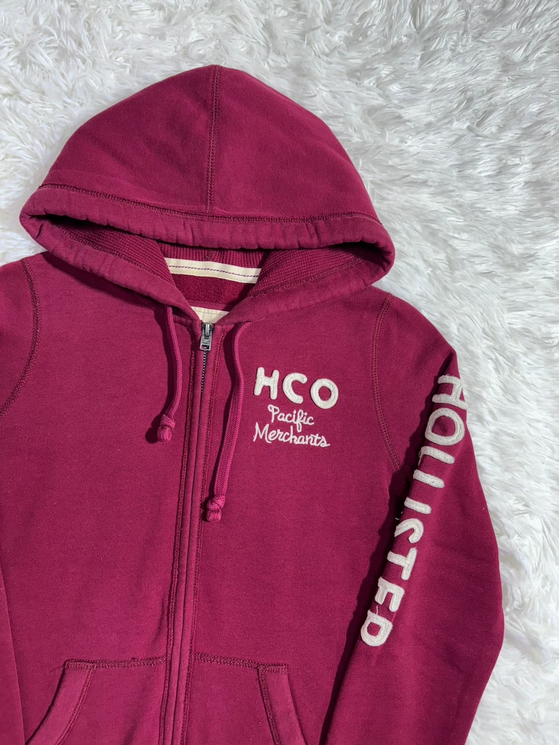 홀리스터 사이드로고 버건디 후드집업  상품이미지4