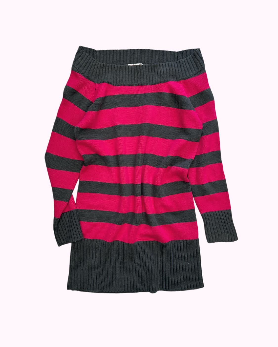 pink stripe off-shoulder knit dress 상품이미지1