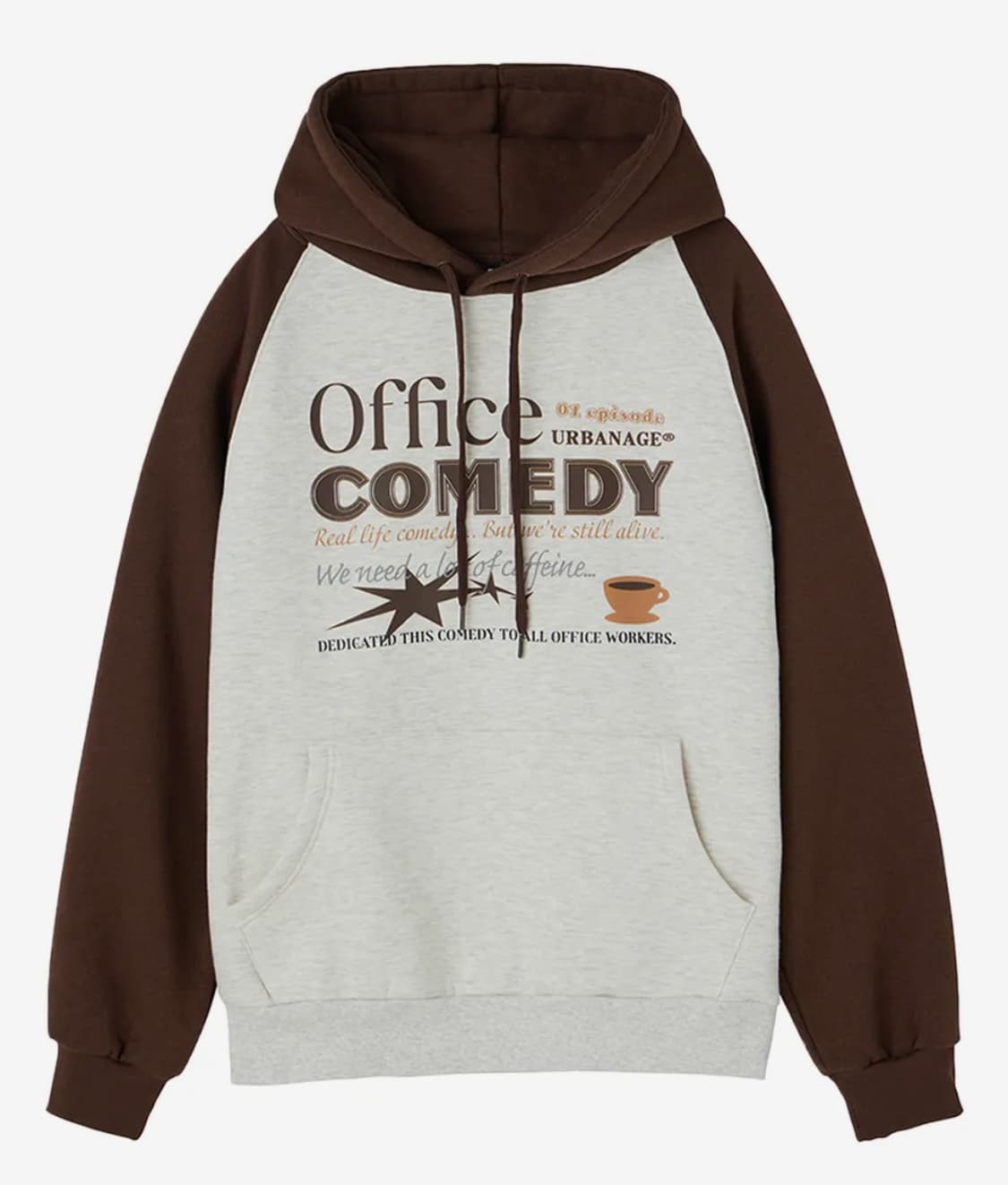 어반에이지 Office 나그랑 오버 기모 후드티 브라운 상품이미지1