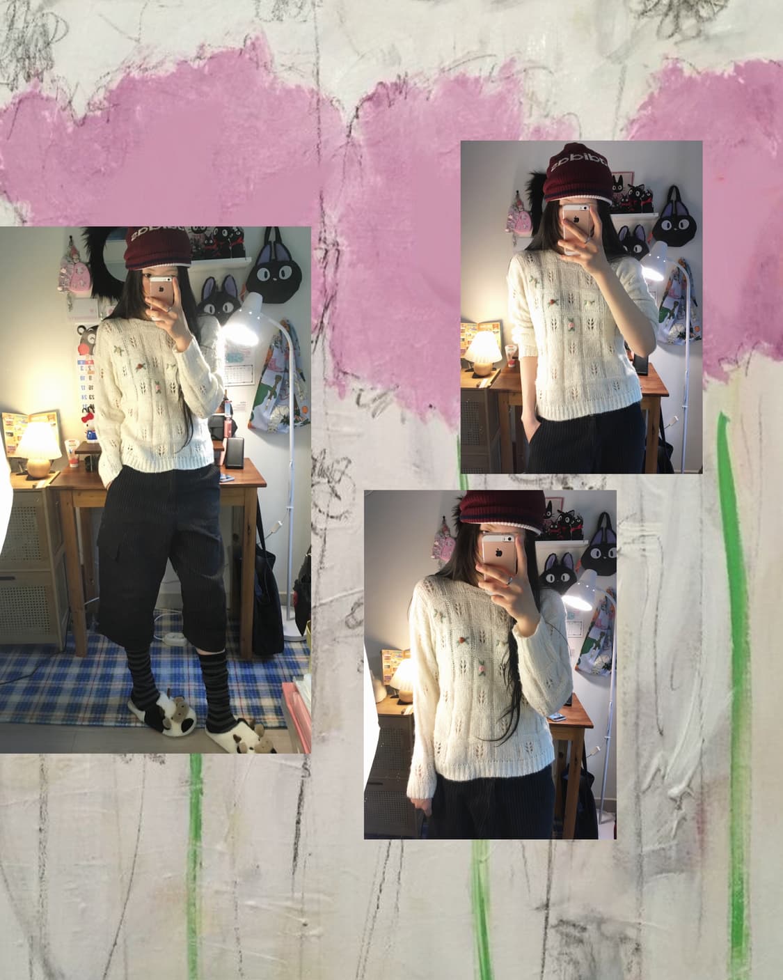 vintage floral patterned sweater ivory 상품이미지1