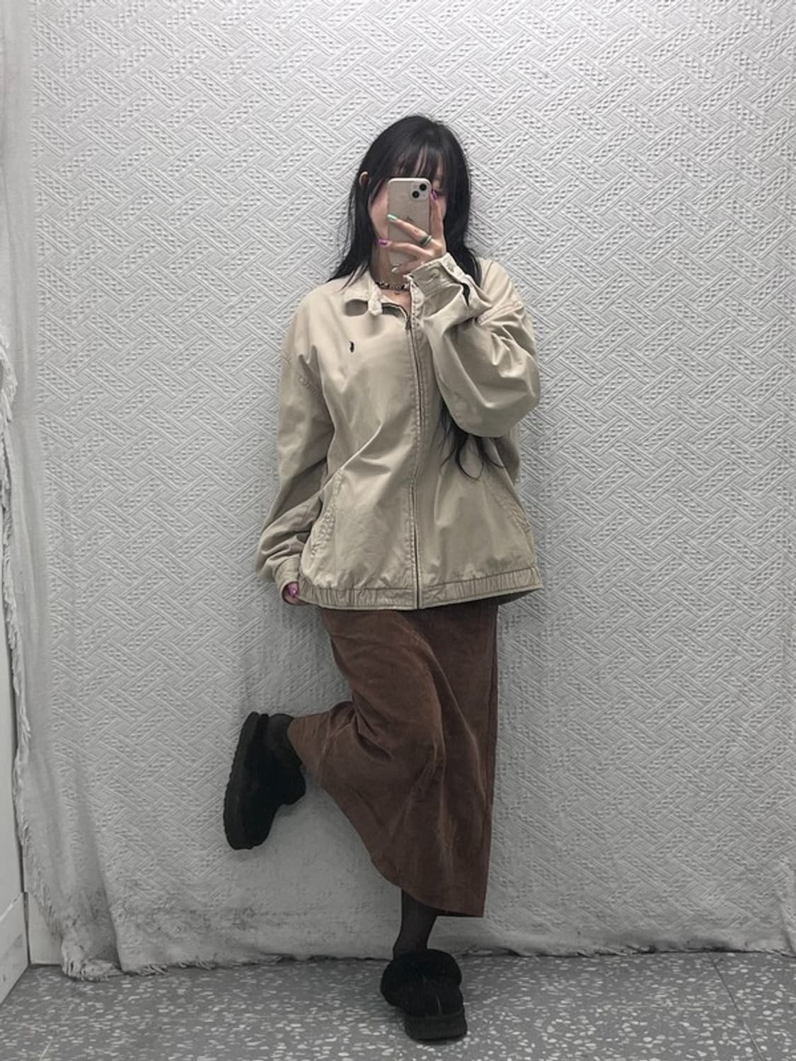 빈티지 코듀로이 골덴 뒷트임 롱스커트 25인치 C07104 상품이미지2