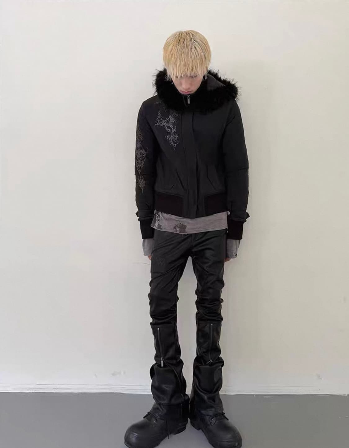 Visual Street Print Rib Panel Padded Jac 상품이미지5