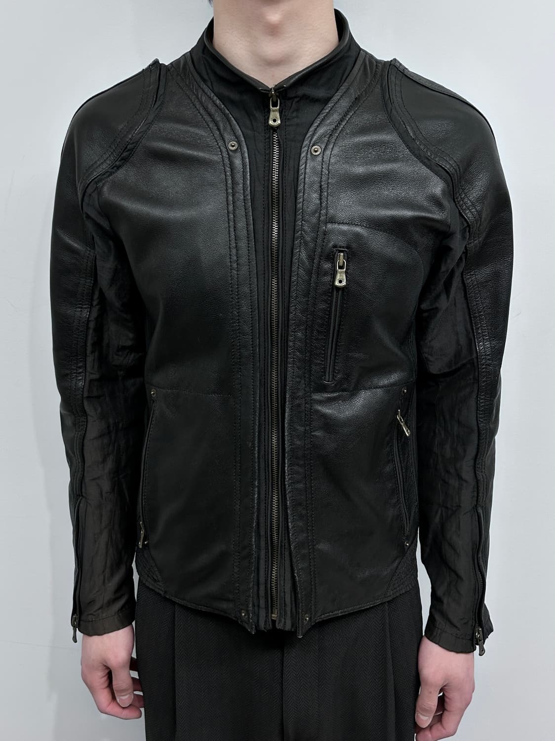 젠지 옴므 레글런 숄더 램스킨 자켓 상품이미지3