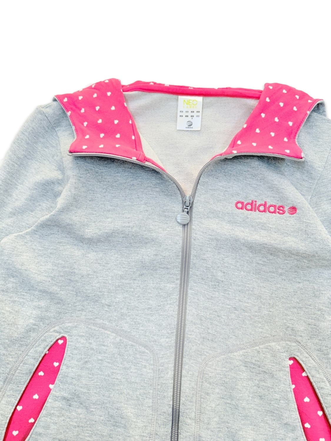 빈티지 아디다스 그레이 핑크 후드집업 상품이미지3