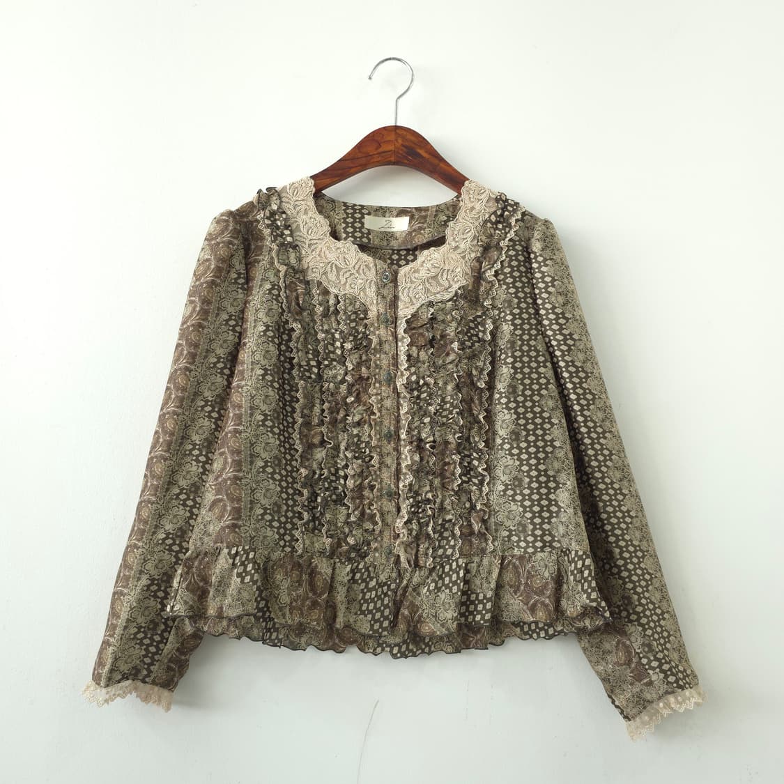 보헤미안 프릴 레이스 블라우스 상품이미지1