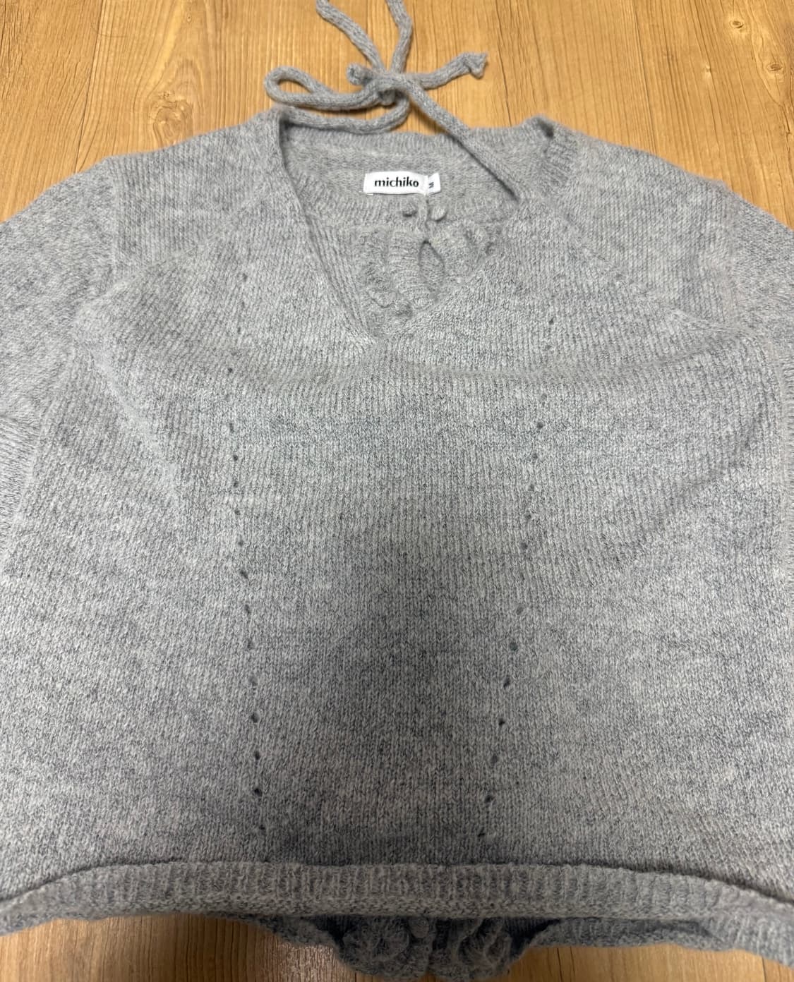 미치코런던 러플 울 니트 가디건 세트 그레이 상품이미지7
