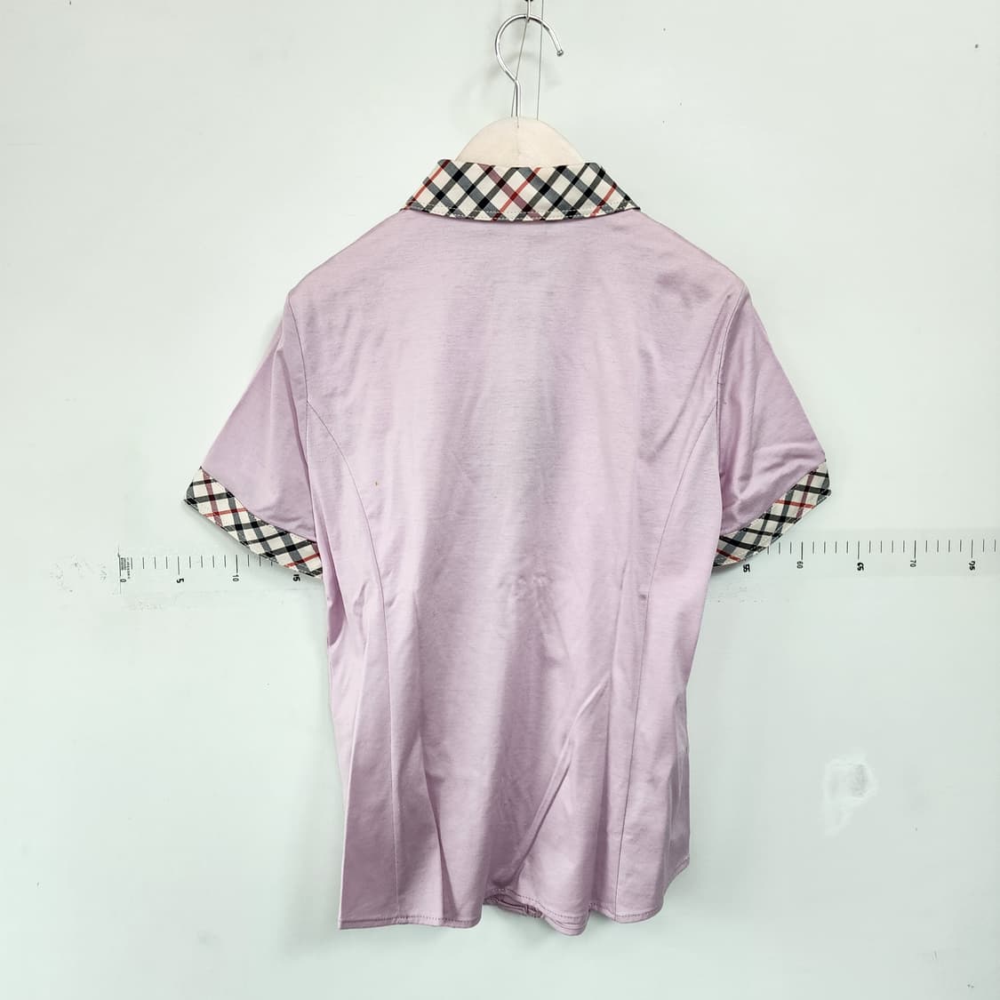 닥스 체크 배색 반팔 셔츠 핑크 상품이미지3