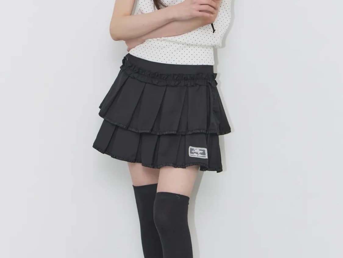 일리고 돌리 플리츠 미니 스커트 블랙 S 상품이미지2