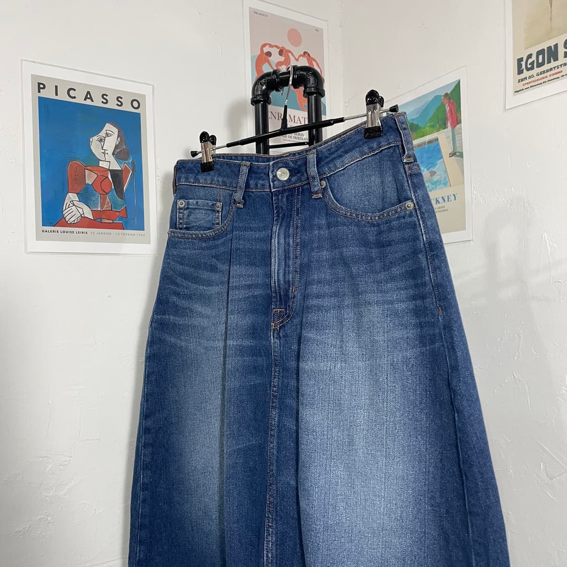 어스뮤직 데님 워싱 롱 스커트 상품이미지4