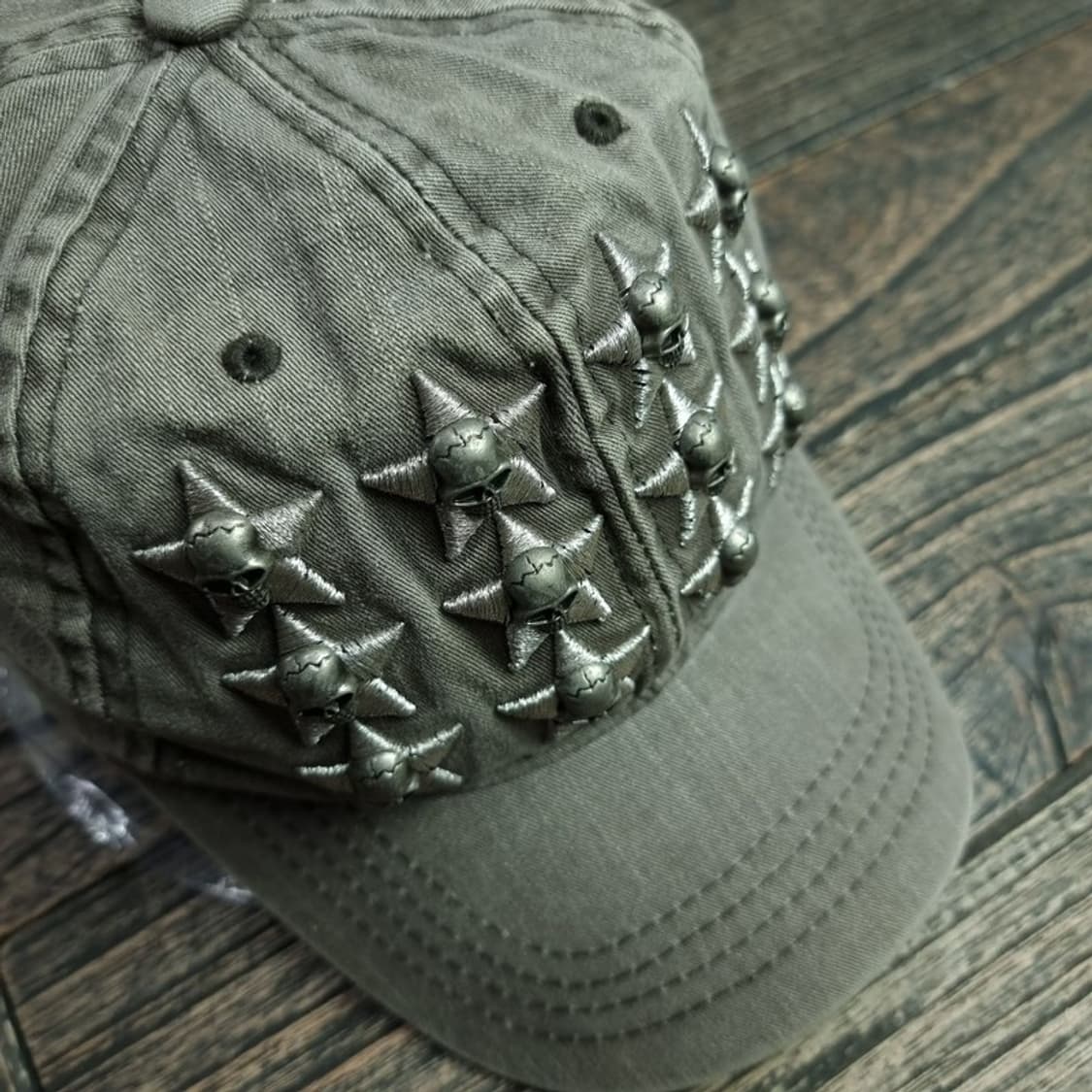 [빈티지] 가공 스컬 스타 자수 볼캡 M19714 상품이미지6