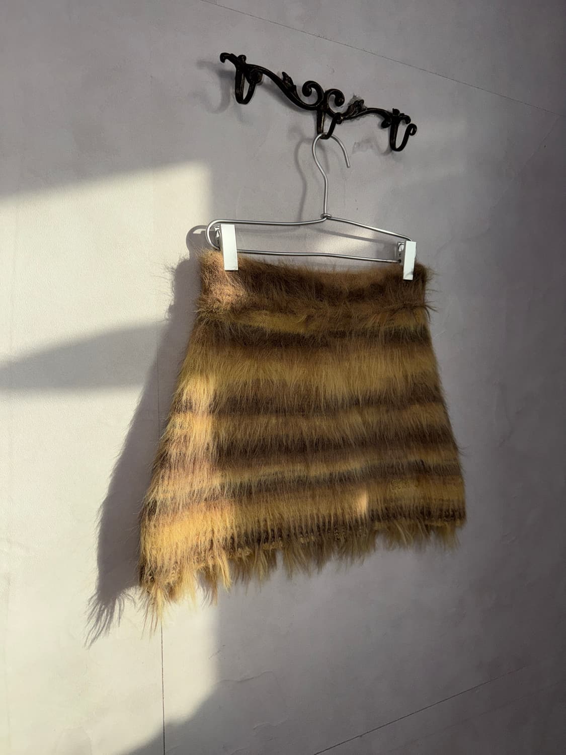DONOTTAG fluffy mini skirt yellow brown 상품이미지2